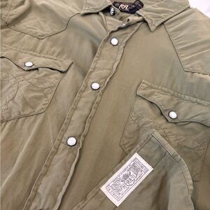 RRL Ralph Lauren Double RL pearl snap western shirt men’s large olive green